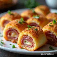 Rollitos de Jam&oacute;n y Queso Crujientes con Panko Aperitivo Gourmet