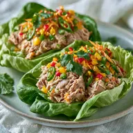 Tacos De Lechuga Con Atún en 10 Minutos