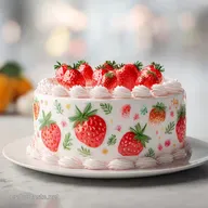 Tarta Fresa Cumplea&ntilde;os: Dibujos y Recortables
