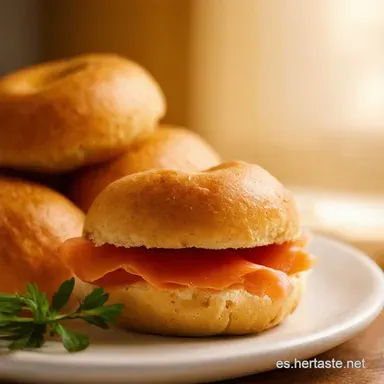 Bagels con Salm&oacute;n Ahumado Un Desayuno Elegante Tarjeta de receta