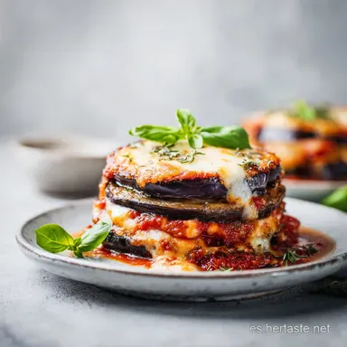 Berenjenas a la Parmesana para 4 Personas: Receta Italiana Tarjeta de receta