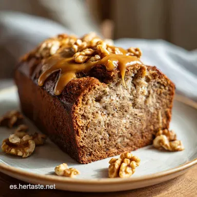 Bizcocho de Pl&aacute;tano con Dulce de Leche y Nueces Horneado Tarjeta de receta