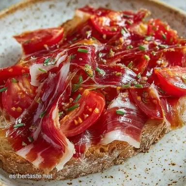 Bocadillo Gourmet Pan Cristal con Jam&oacute;n Tarjeta de receta