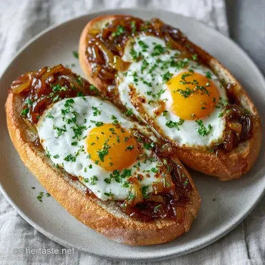Bocadillo Huevo Frito Gourmet Crujiente Tarjeta de receta