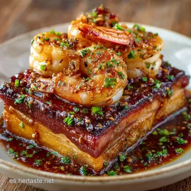Bocadillo Panceta y Gambas Crujiente Tarjeta de receta