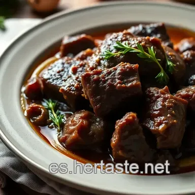 B&oelig;uf Bourguignon a la Espa&ntilde;ola: Sabor Aut&eacute;ntico Tarjeta de receta