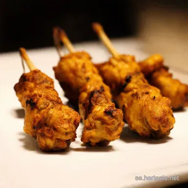 Brochetas de Pollo Tikka Mi Secreto Indio F&aacute;cil Tarjeta de receta