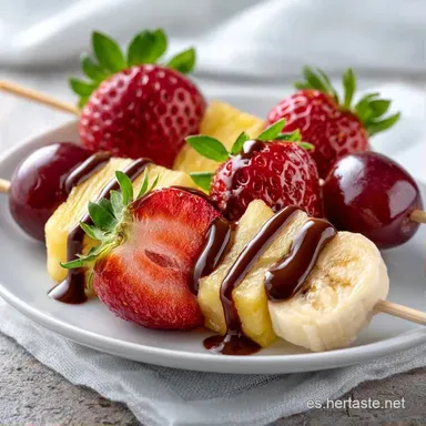 Brochetas Dulces con Chocolate Tarjeta de receta