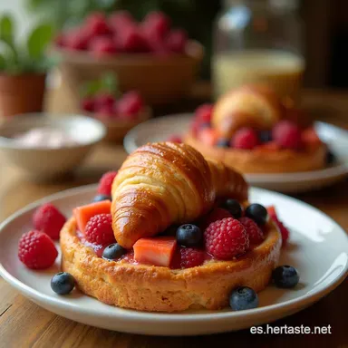 Cazuela de Croissant con Frutos Rojos Desayuno TOP Tarjeta de receta