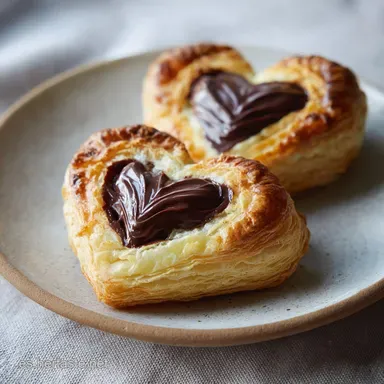 Corazones de Hojaldre con Chocolate para 4 raciones Tarjeta de receta