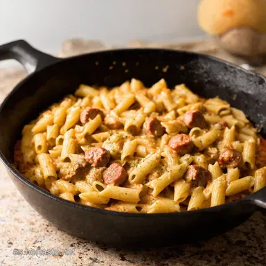 Creamy Sausage Pasta Skillet A AbuelaApproved Comfort Tarjeta de receta