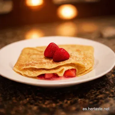 Crepes de Fresa Un Beso Dulce para San Valent&iacute;n Tarjeta de receta