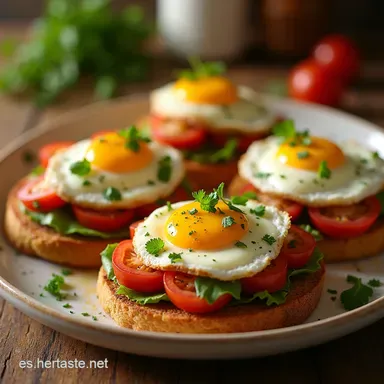 Desayuno Mediterr&aacute;neo De rechupete Tostas con Huevo Poch&eacute; Tarjeta de receta