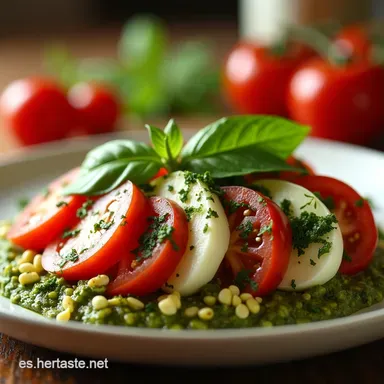 Ensalada Caprese al Pesto Un Verano Italiano Tarjeta de receta