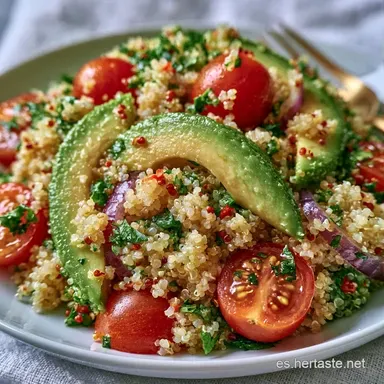 Ensalada de Quinoa y Aguacate Saludable Tarjeta de receta