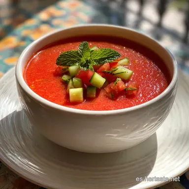 Gazpacho Receta F&aacute;cil: Fresa Aterciopelada in 2 Hours 15 Min Tarjeta de receta