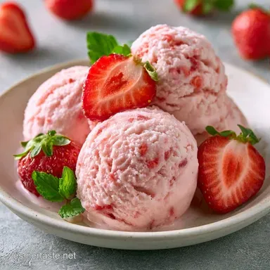 Helado de Fresa con Leche Condensada Tarjeta de receta