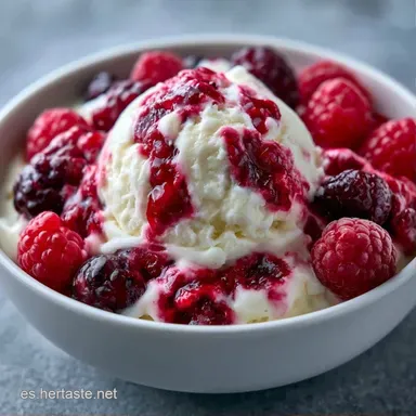 Helado de Yogur Frutas con Yogur Griego Tarjeta de receta