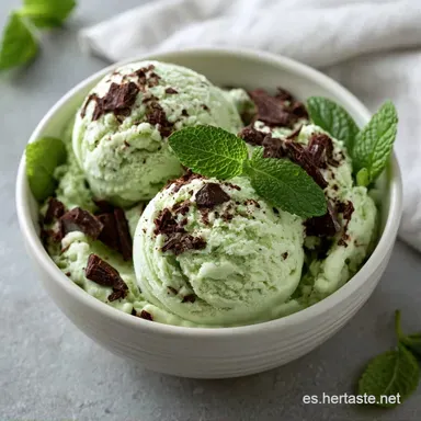 Helado Menta Chocolate con Menta Fresca Tarjeta de receta