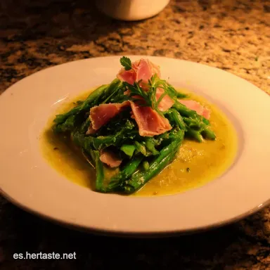 Jud&iacute;as Verdes al Ajillo con Jam&oacute;n Un Cl&aacute;sico F&aacute;cil Tarjeta de receta