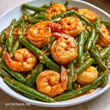 Judías Verdes Con Gambas en 30 Minutos Tarjeta de receta