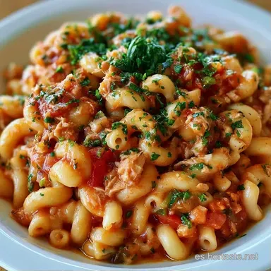 Macarrones Con Atún Thermomix para 4 Tarjeta de receta