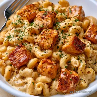 Macarrones Pollo Nata para 4 Personas Tarjeta de receta