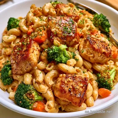 Macarrones con Pollo para 4 Personas Tarjeta de receta