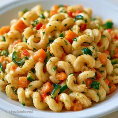 Macarrones Con Verduras Para 4 Personas Tarjeta de receta