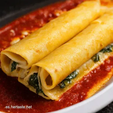 Manicotti de Espinacas Receta Cremosa con Tres Quesos Tarjeta de receta