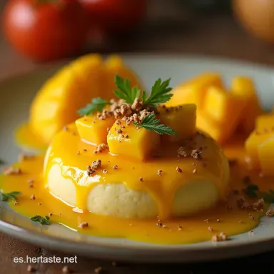Mosaico Cremoso de Mango y Queso Postre Fresco y F&aacute;cil Tarjeta de receta