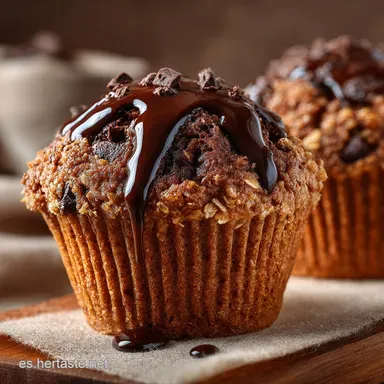 Muffins de Chocolate Saludables: H&uacute;medos, con Avena y sin Az&uacute;car. Tarjeta de receta