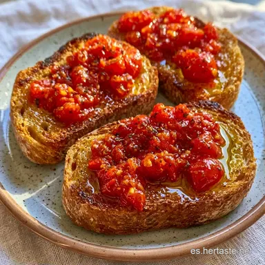 Pan De Ajo Tomate en 10 Minutos Tarjeta de receta