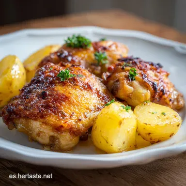 Papas con Pollo al Horno para 4 Porciones Tarjeta de receta