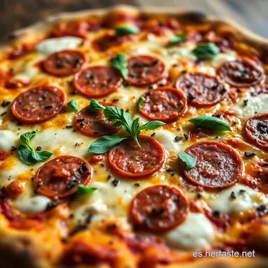 Pizza Crujiente con Salami Receta F&aacute;cil a la Sart&eacute;n Tarjeta de receta