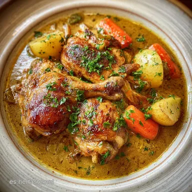 Pollo a la Cerveza con Patatas: Receta F&aacute;cil Tarjeta de receta