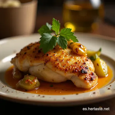 Pechuga de Pollo Suprema Salsa Cremosa de Champi&ntilde;ones y Vino Tarjeta de receta