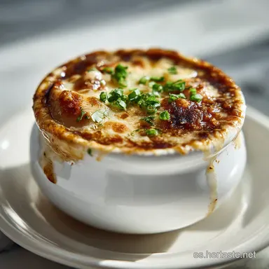 Sopa de Cebolla F&aacute;cil y R&aacute;pida para 4 Porciones Tarjeta de receta