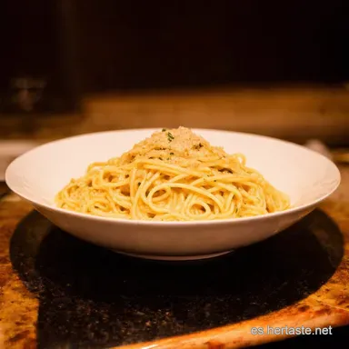 Spaghetti alla Carbonara Aut&eacute;ntica Un Viaje a Roma Tarjeta de receta