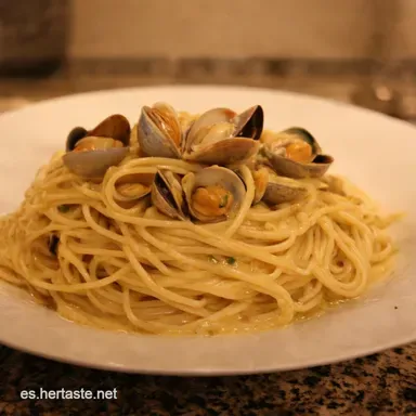 Spaghetti a Vongole Un pedacito de Napoli en tu mesa Tarjeta de receta