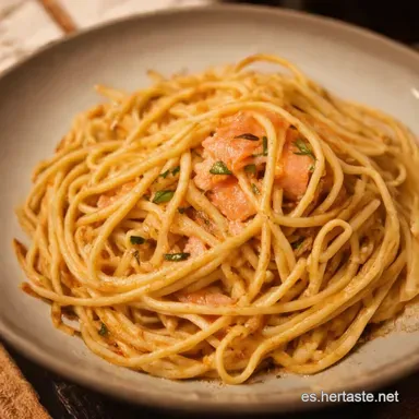 Tallarines con Salm&oacute;n Ahumado Receta F&aacute;cil y Deliciosa Tarjeta de receta