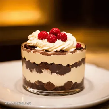 Trifle Fresquito Chocolate Blanco y Frambuesas Delicioso Tarjeta de receta