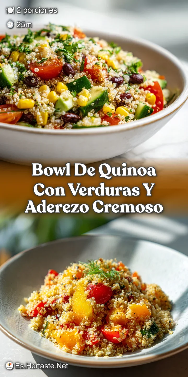 Close-up of fluffy quinoa mixed with vibrant, crisp vegetables, showcasing appealing textures and fresh, light dressing.