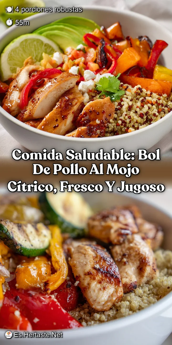 Comida saludable: Bol de Pollo al Mojo C&iacute;trico fresco y jugoso