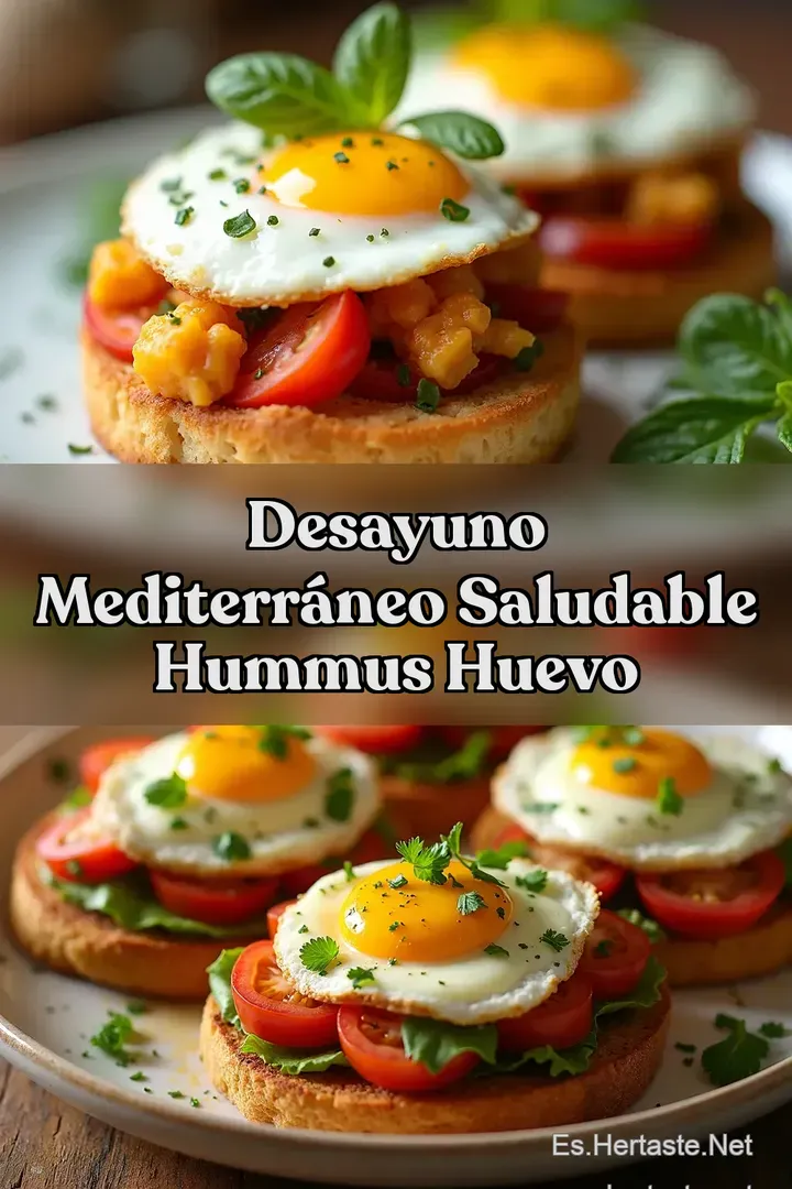 Desayuno Mediterr&aacute;neo Saludable Hummus Huevo