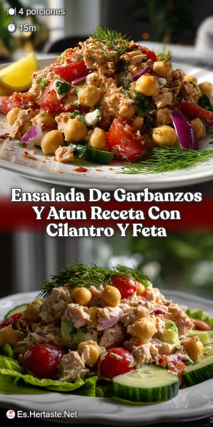 Ensalada De Garbanzos Y Atun Receta con Cilantro y Feta