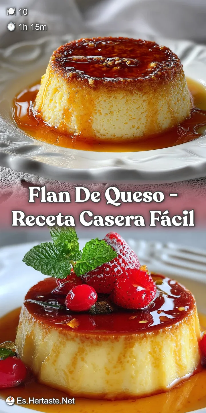 Close-up reveals the silky, trembling surface of flan de queso, invitingly lit with a warm golden hue and caramel swirls.
