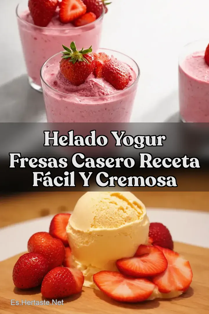 Helado Yogur Fresas Casero Receta F&aacute;cil y Cremosa