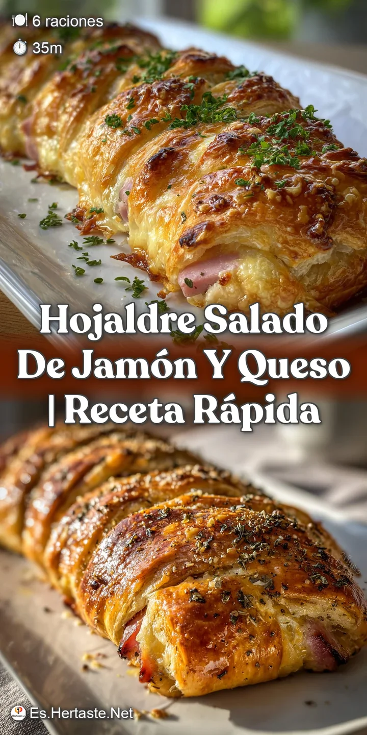 Close-up of the pastry's flaky, buttery crust with melting cheese and savory ham peeking through, enticing and flavorful.