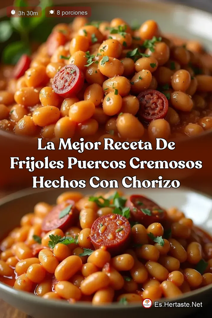 La Mejor Receta de Frijoles Puercos Cremosos Hechos con Chorizo